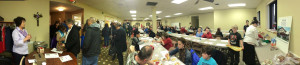 This is a landscape of a packed church basement feeding on our delicious soup.
